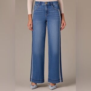 Wit & Wisdom GRACIE SKYRISE DOUBLE SIDE SEAM WIDE LEG JEANS WITH REVERSE PANELS